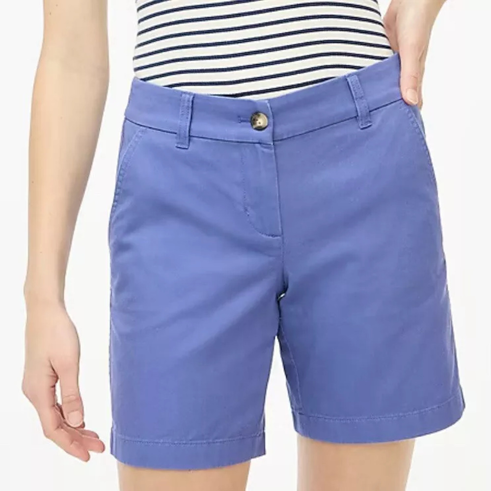 NWT J.Crew Womens‎ 7" Classic Chino Shorts Twill Preppy Periwinkle Blue Size 16